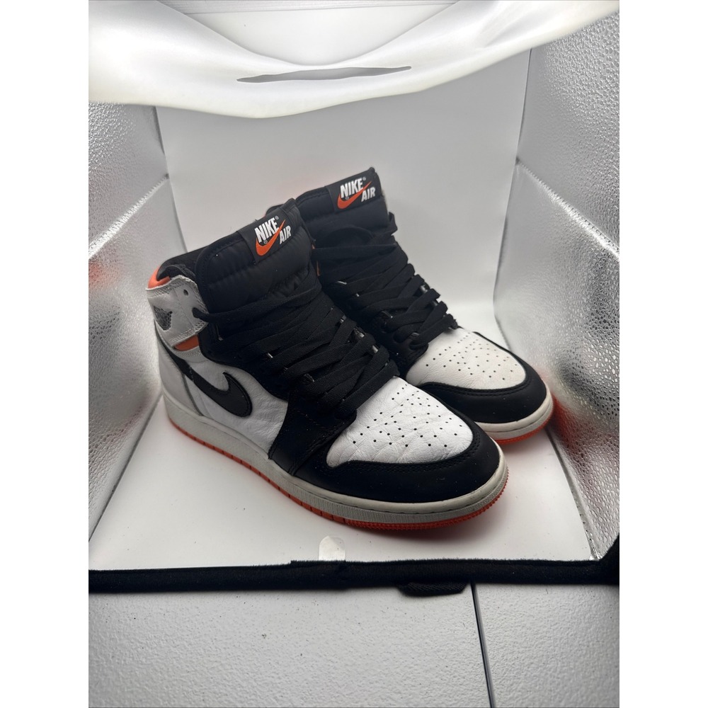 Nike Air Jordan 1 Retro High OG Electro Orange Black White 575441-180 GS Size 6Y